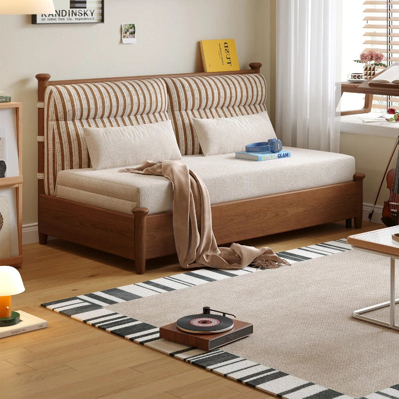 Sofa bed Solid wood foldable integrated dual-purpose medieval small apartment 2026 new sofa bed