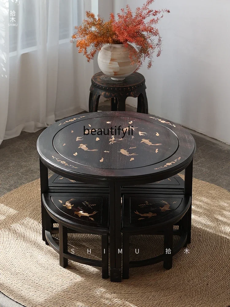 A50 Small tea table balcony kang several living room coffee table black sandalwood Chinese household tatami