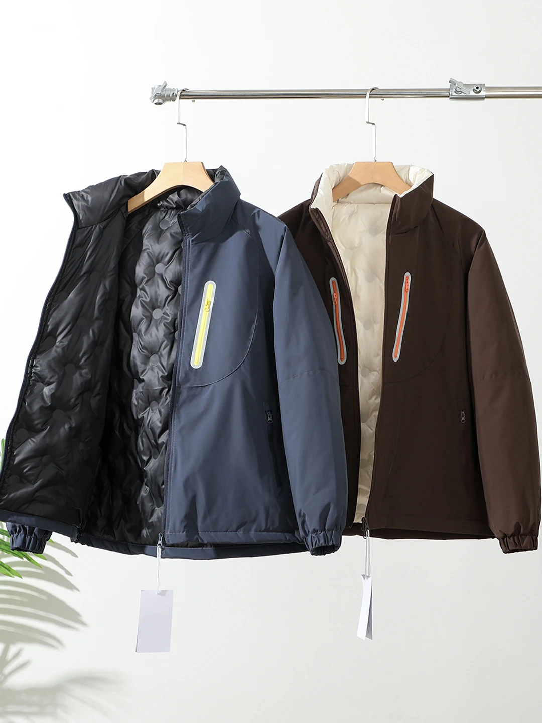 

Warmth Guaranteed! 90 Du down Men's Winter Jaet Stand Collar Thi Casual Sle Windproof Water-resistant Polyester Fiber