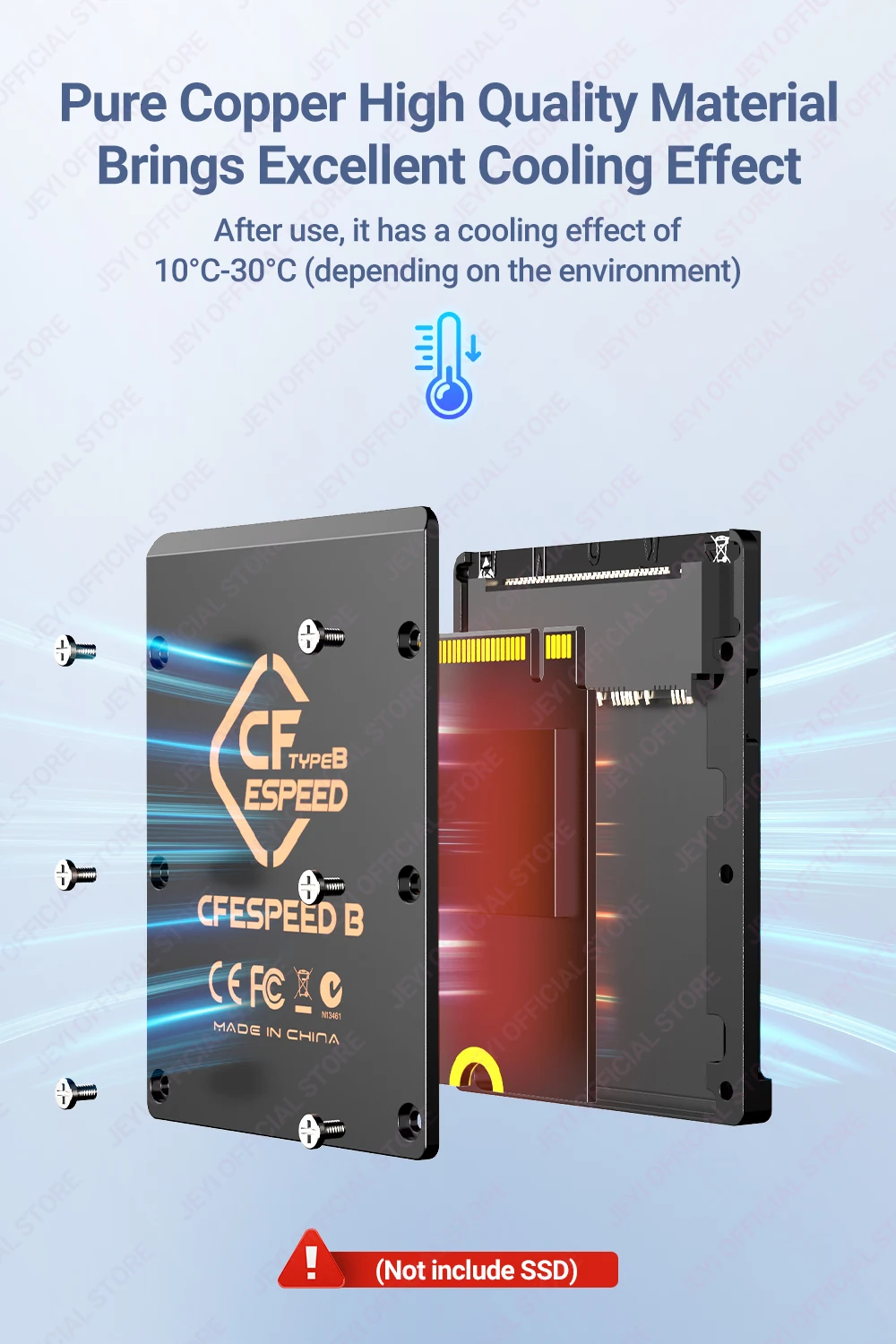 Jeyi 2230 m.2 nvme ssd zu cfe typ-b reiner kupfer adapter, erweiterungs speicher cf express karte für nikon z6/z7/z8/z9/d6, canon r3/r5c – Detail 6