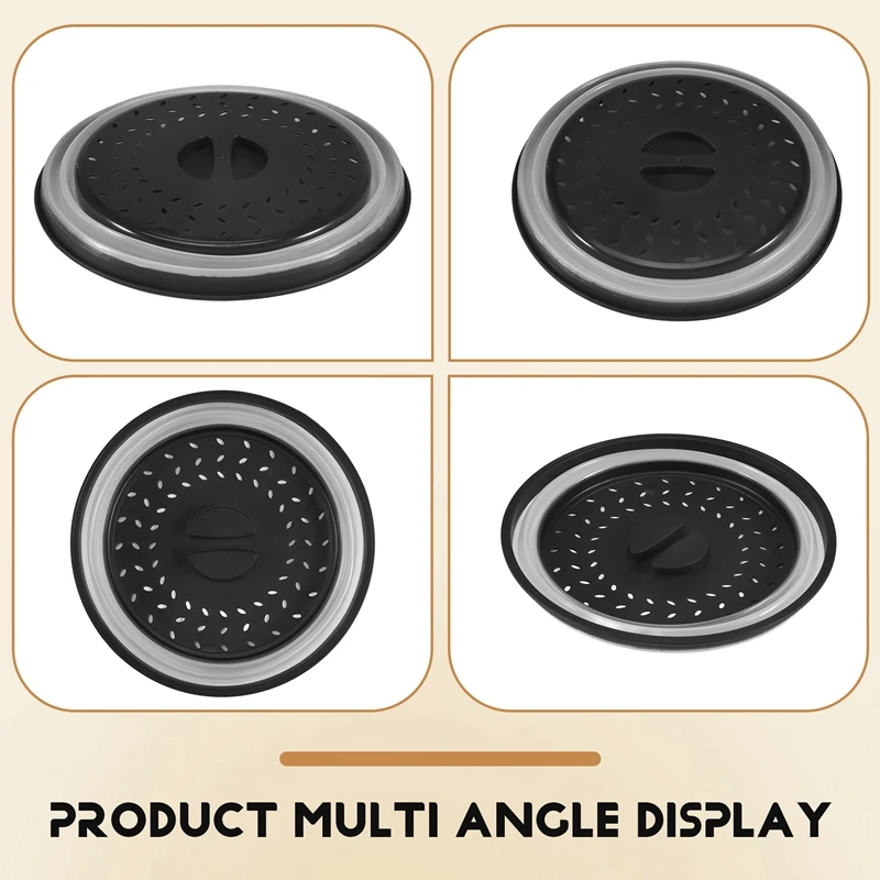 2 Pack Collapsible Microwave Splatter Cover, Microwave Cover With Easy Grip Handle, Strainers Basket, Dishwasher-Safe