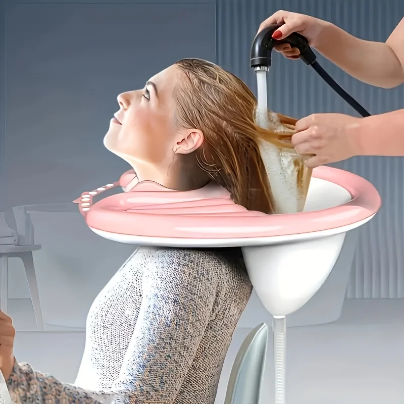 

4pcs Inflatable Shampoo Basin, Mobile Portable Shampoo Basin With Air Pump And Drainage, Soft And