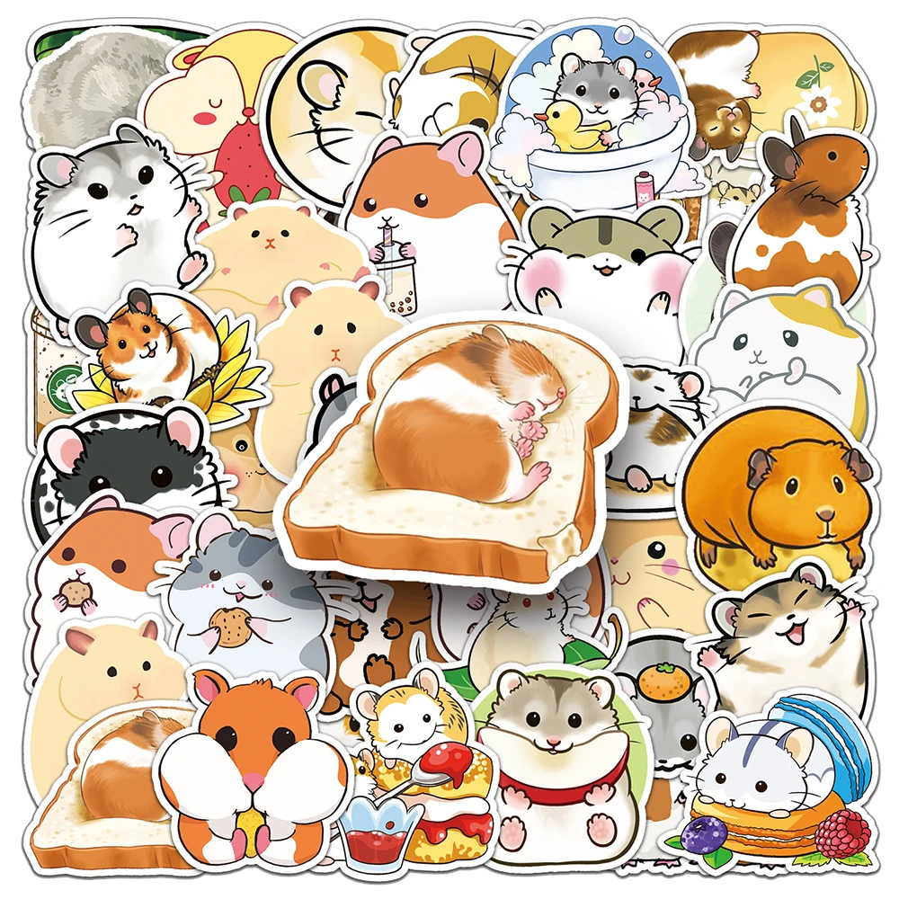 10/30/50pcs Kawaii Hamster Cartoon Stickers Aesthetic Cute DIY Scrapbook Phone Case Waterproof Decoration Sticker