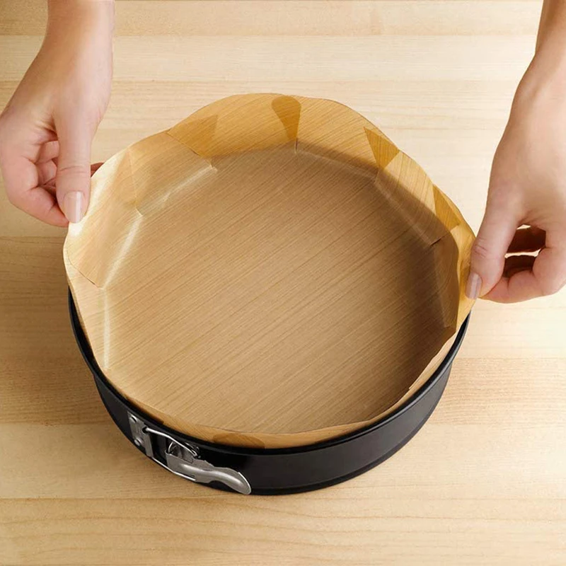 1Pc Cake Mat Baking Tools Mold Tin Liner Non Stick Pan Sheet Khaki Round Household Baking Tool