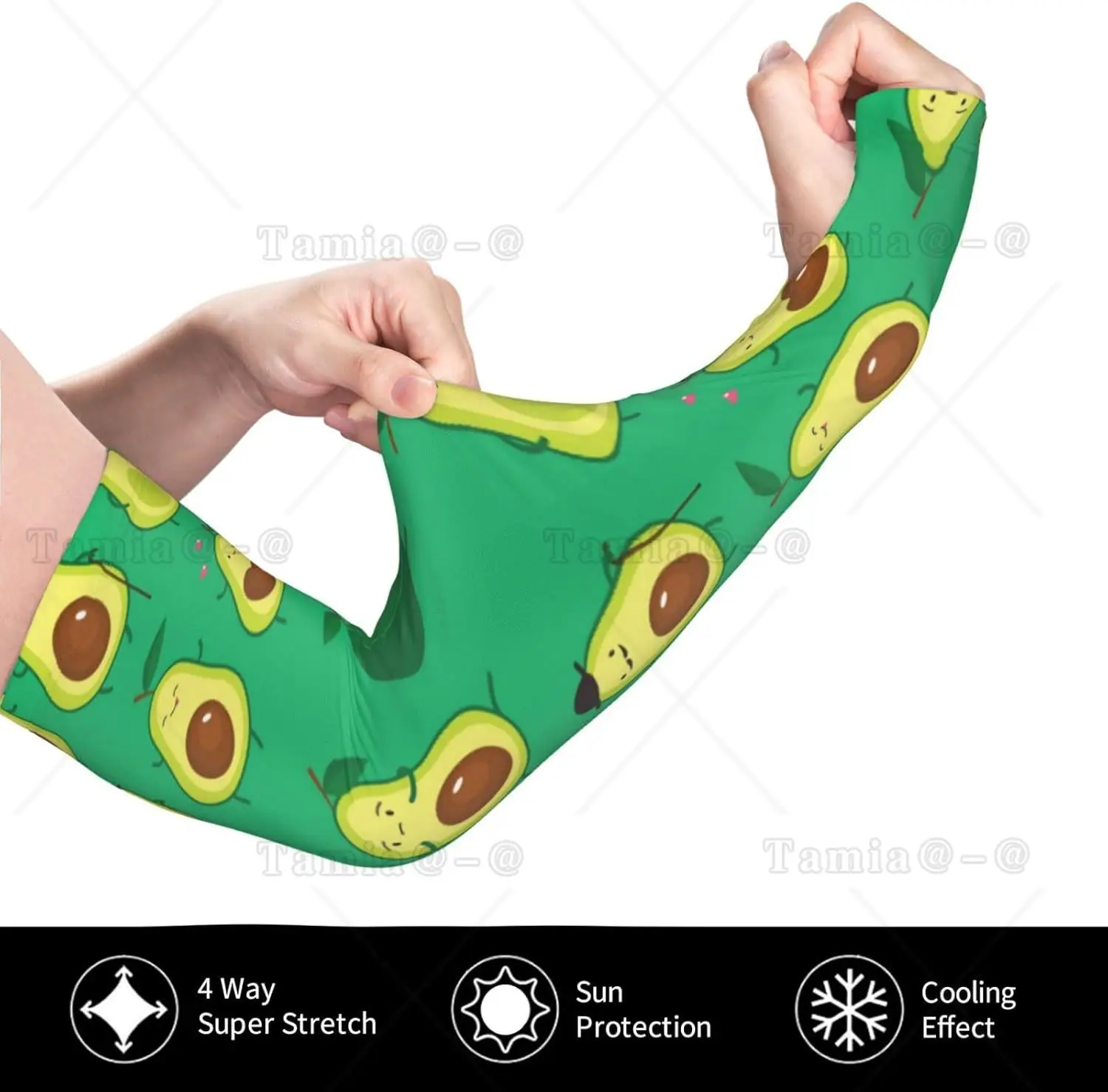 Mangas de braço com estampa de frutas de desenho animado, resfriamento UV, proteção solar, compressão esportiva para homens e mulheres, golfe, basquete, mangas de braço