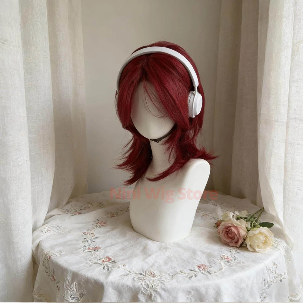 Wolf tailed Mullet Wig red Hair Wig For Cosplay Party Halloween Lolita Daily Use for Women Heat Resistant Forehead Lace Wigs