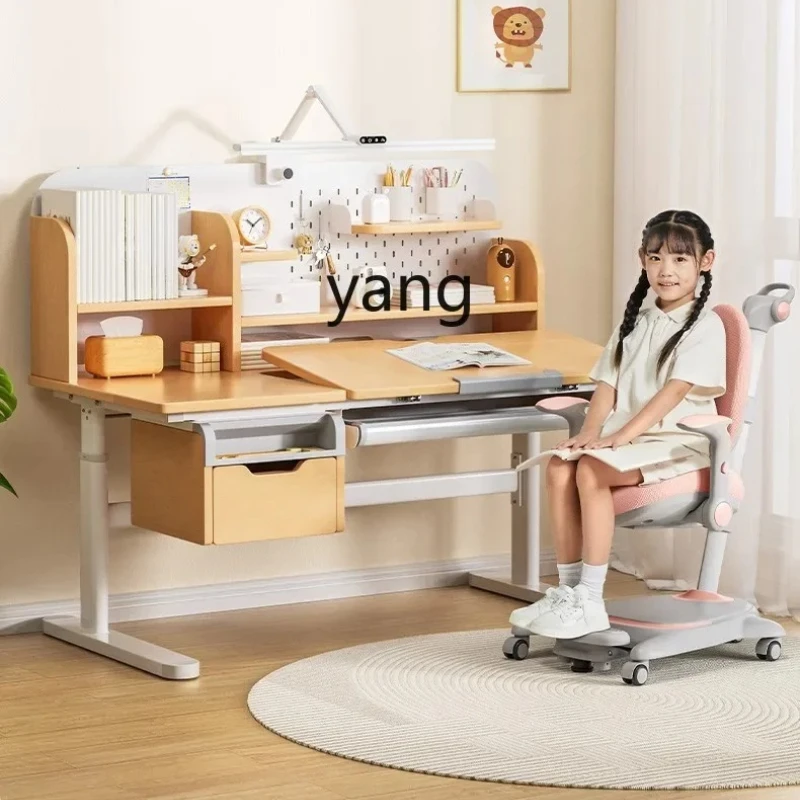 LTT Student Home Writing Desk Solid Wood Lifting Desk Multifunctional Set