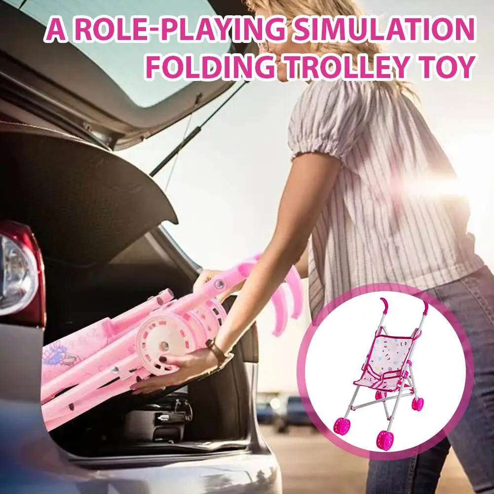 Bonecas interativas duráveis carrinho de bebê estável de plástico fingir jogar brinquedos carrinho de boneca para meninos meninas bebês meninos e meninas