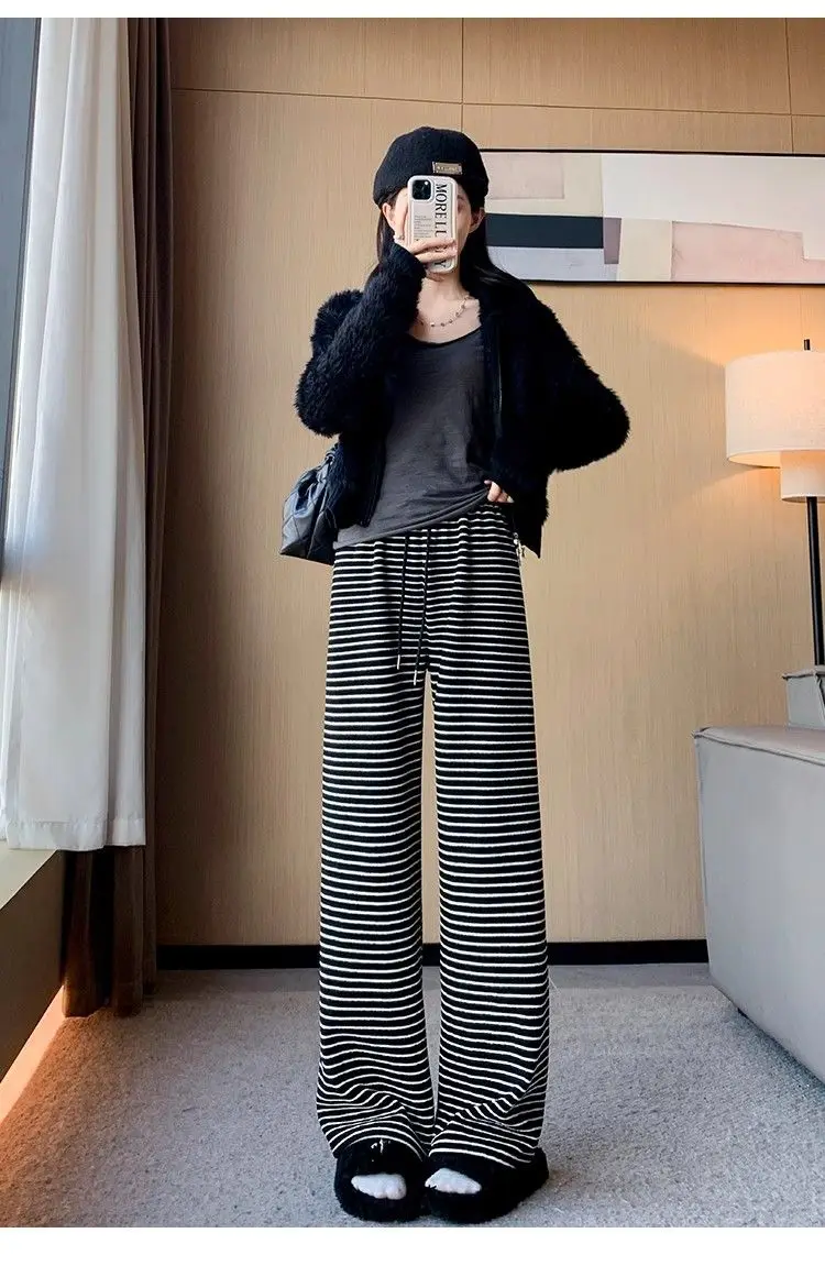 Pantaloni da donna in velluto stile coreano minimalismo elastico confortevole gamba dritta High-Street antirughe viaggi vacanze per tutte le stagioni