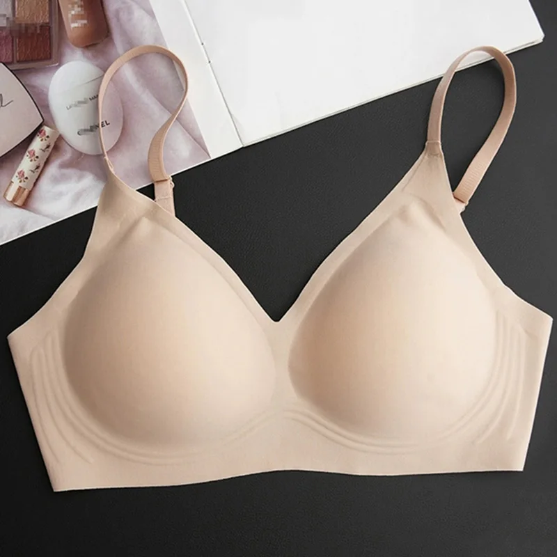 Women\'s Wireless Seamless Invisibles Sleep Padded Bralette Bra Lightly Lined Full-Coverage 89% Real Silk Yoga Everyday Bra