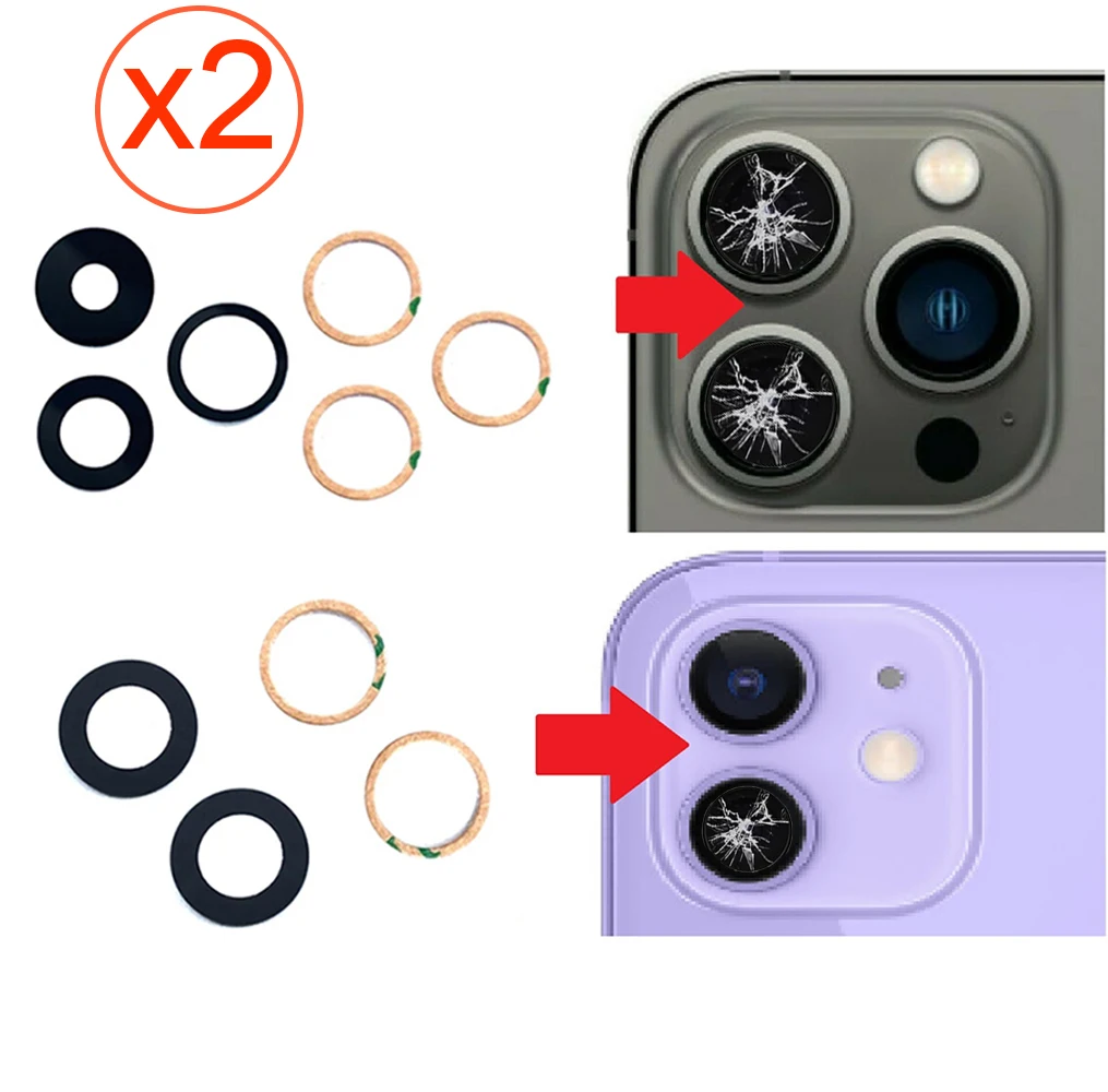 2 Sets Camera Lens glass Replacement  For iPhone 11 12 13 14 15 16 Plus Pro Max Mini Sapphire Style Rear Camera Glass repair