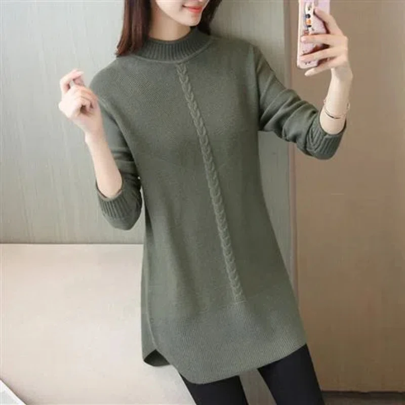 Vintage Slim New Women\'s Pullovers Top Autumn Winter New Long Sleeve Solid All-match Casual Swetry Moda Elegancka Odzież