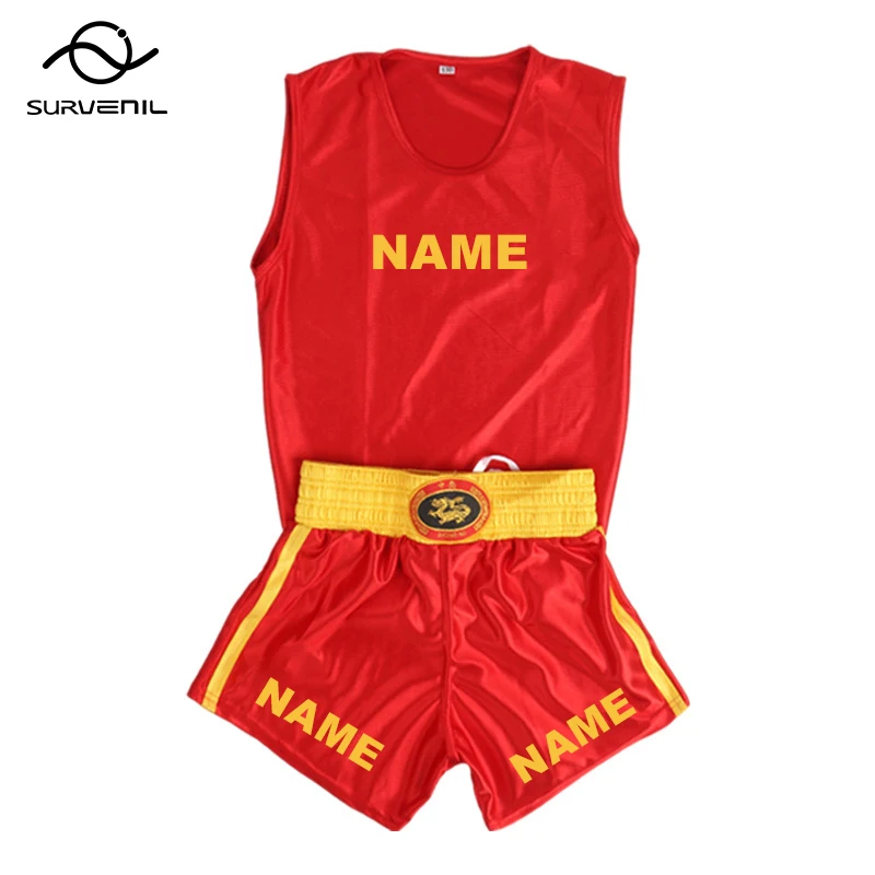 Boxing Shorts and Singlet Set Custom Muay Thai Shorts Men Women Kids MMA T Shirt Wushu Sanda Fighting Kickboxing Training Pants