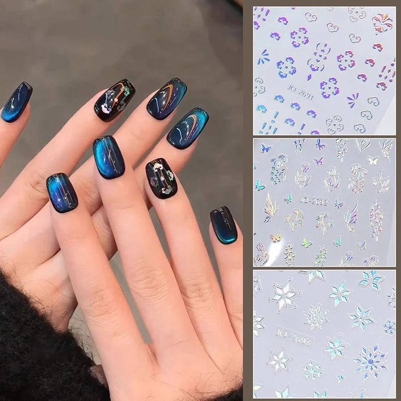 

Snowflake Butterfly Nail Art Stickers Embossed Self Adhesive Nail Decals Nail Art Decoration Supplies For Women