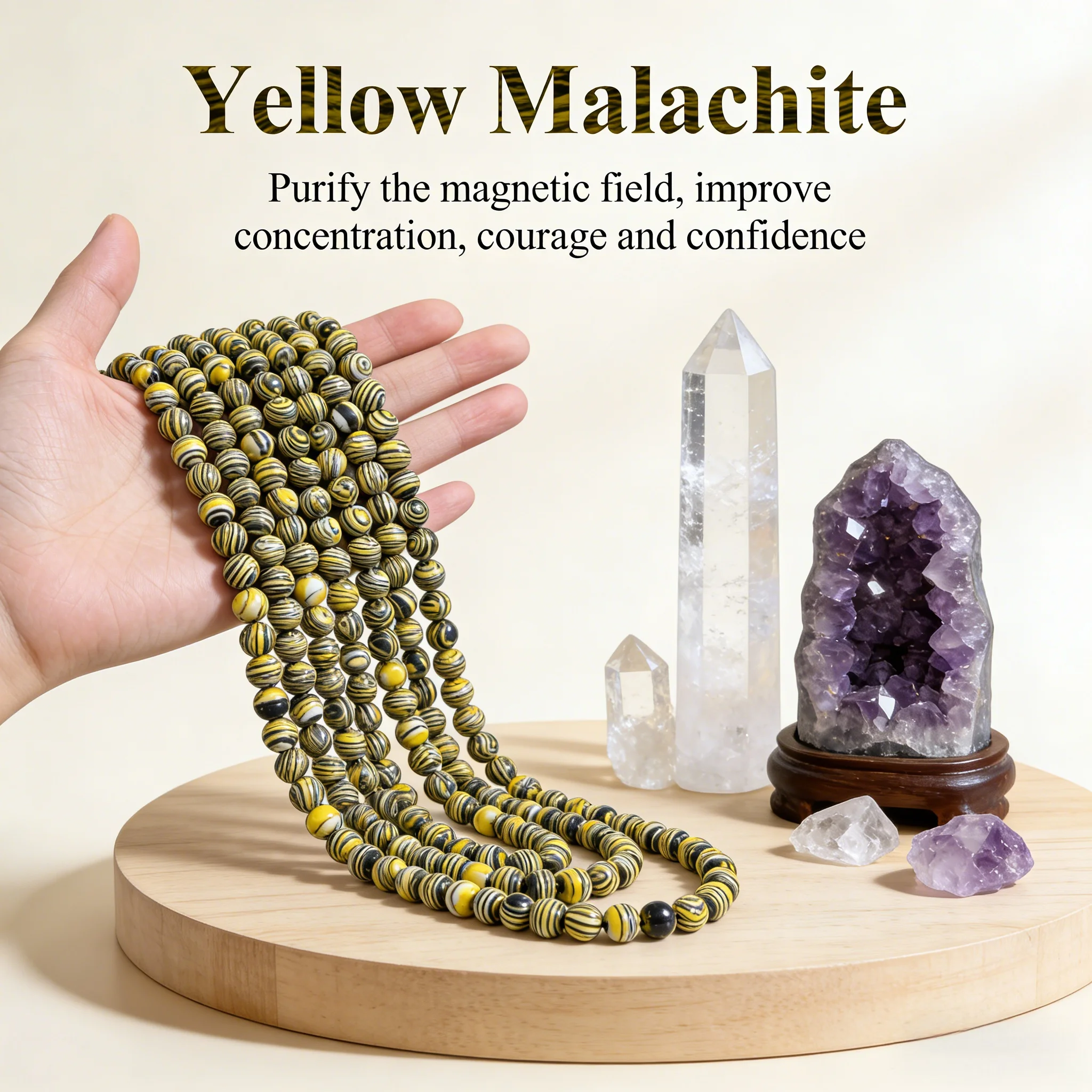 

Yellow Malachite Beads 4 6 8 10mm Natural Stone Round Loose Beads for Jewelry Making DIY Bracelet Necklace Jewelry Accessories