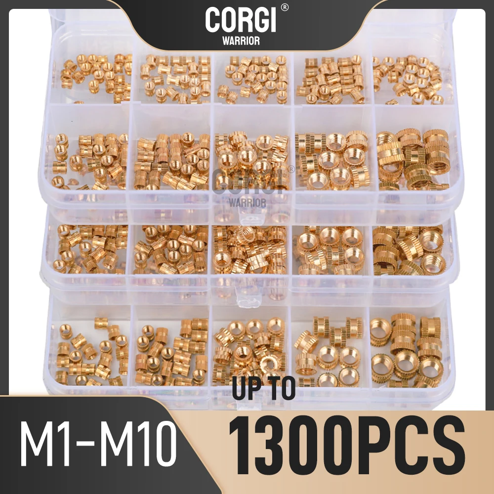 Kit surtido de componentes de impresión 3D, insertos de latón roscado, M1, M1.2, M1.4, M1.6, M1.7 a M10, tuerca de inserción de calor moleteado,