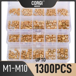 Kit surtido de componentes de impresión 3D, insertos de latón roscado, M1, M1.2, M1.4, M1.6, M1.7 a M10, tuerca de inserción de calor moleteado, 70-1300