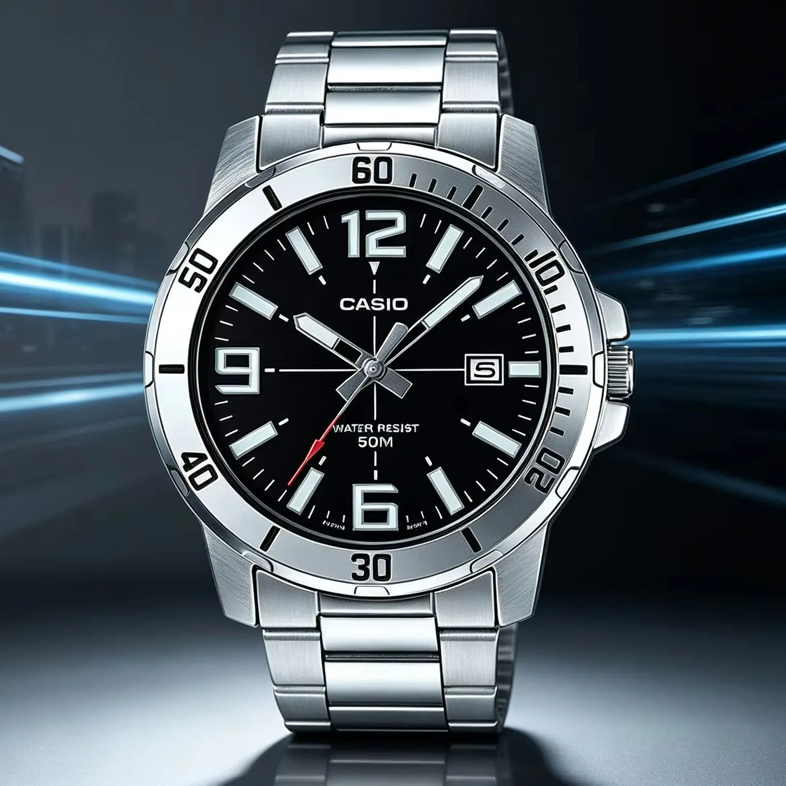 Casio MTP‑VD01D Classic Men Analog Watch | 50M Water Resistant | Stainless Steel Band | Date Display Business Daily Wrist Watch