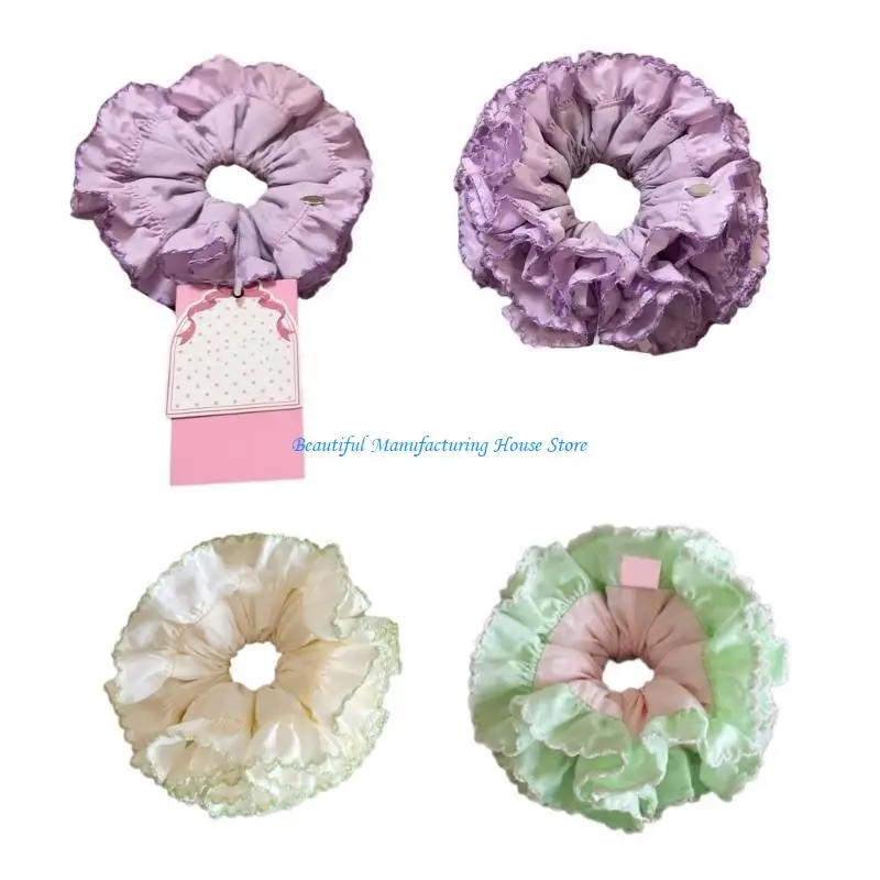 E56A Unique Hair Ties Women's Hair Accessories Soft Scrunchies With Pleated Detail