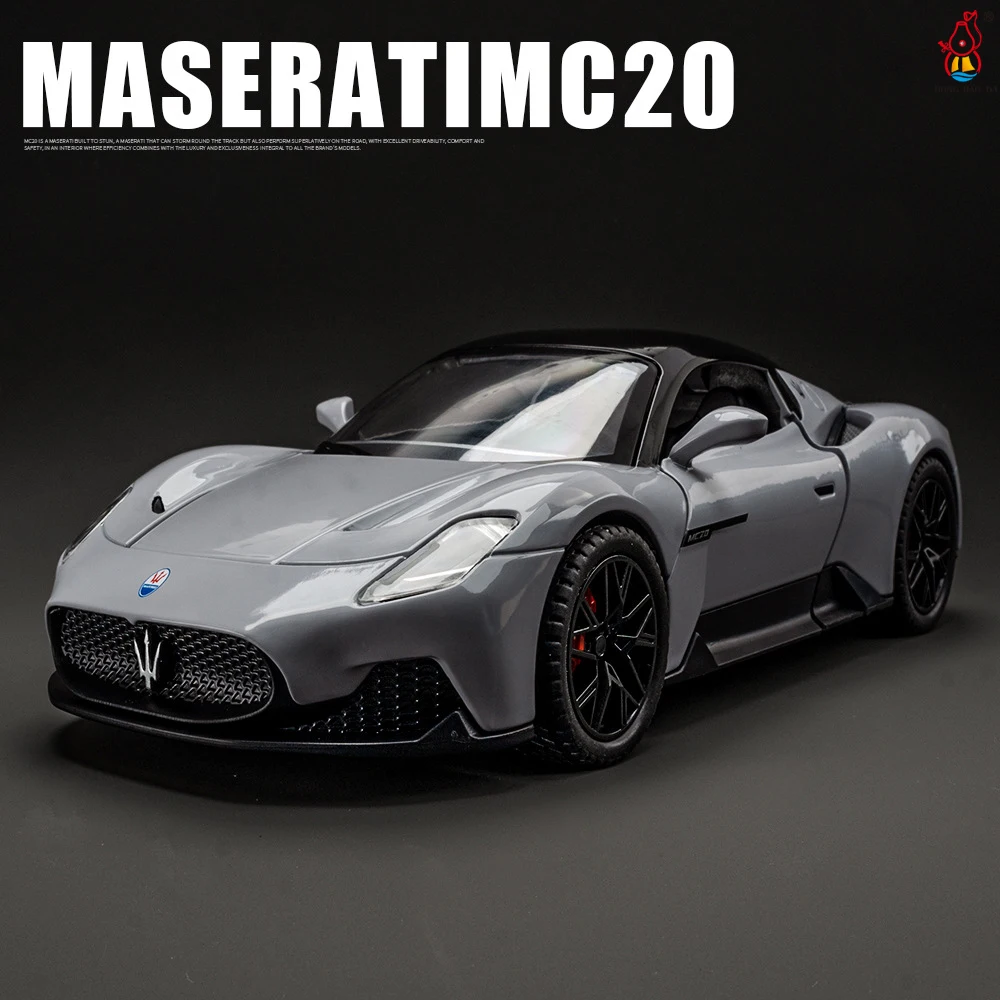 1/22 Maserati MC20 Alloy Model Car Diecast Metal High Simulation Sound and Light Vehicles Car Model Toy for Kids Gift Collection