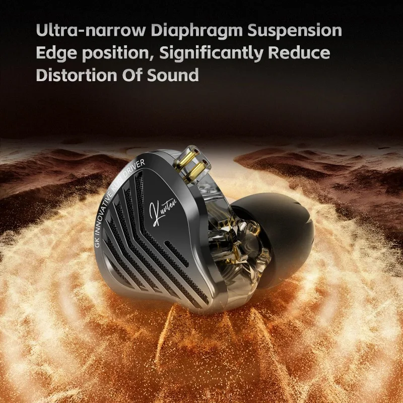 Słuchawki douszne GK KUNTEN Dynamic Drive Heavy Bass HIFI Sportowe Metalowe Odłączane Kompatybilne z 2PIN — zdjęcie produktu 3