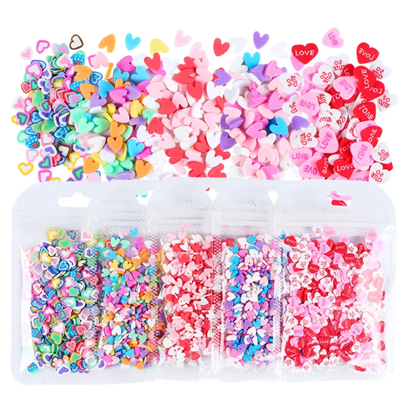 10g Epoxy Resin Filling Valentines Love Hearts Polymer Clay Slices Loose Sprinkles Resin Sequins For DIY Pendant Keychain Crafts