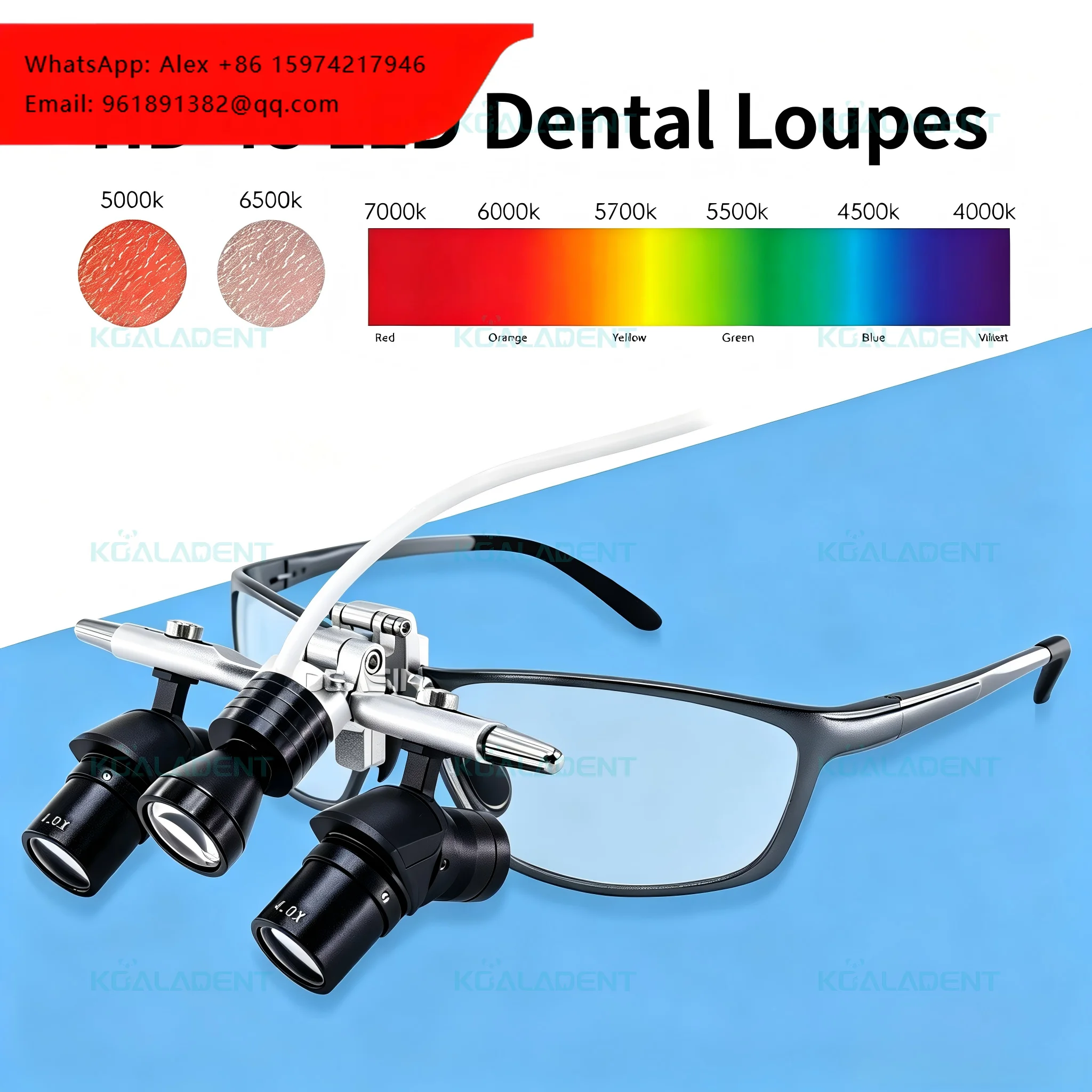 

Koaladent HD 4X-6X Class II Dental Surgical Loupes Rechargeable LED Binocular Magnifier With 48 Lamps For Medical Oral Surgery