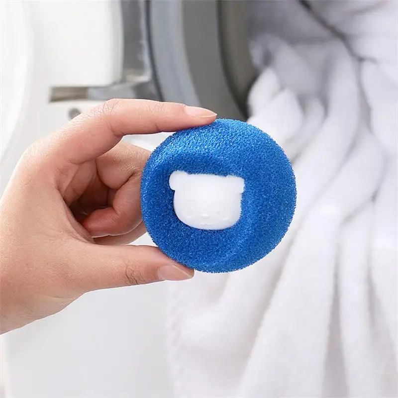 Washable Adsorb Hair Sponge Laundry Cleaning Balls Cartoon Bear Anti Twinning Stain Removal Washing Machine Balls