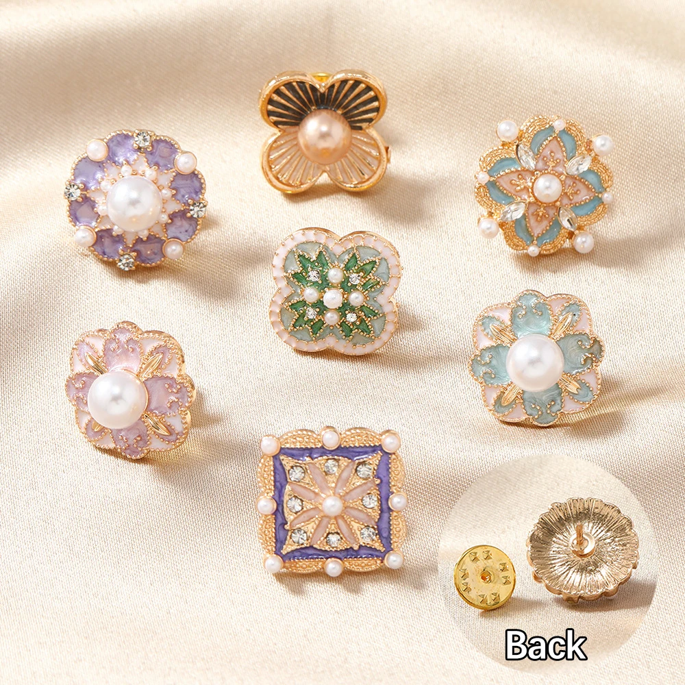 Vintage Colorful Safety Buttons & Anti-Slip Cufflinks for Shirts, Dresses, Blouses Purpose Fashion Jewelry Accessories for Women