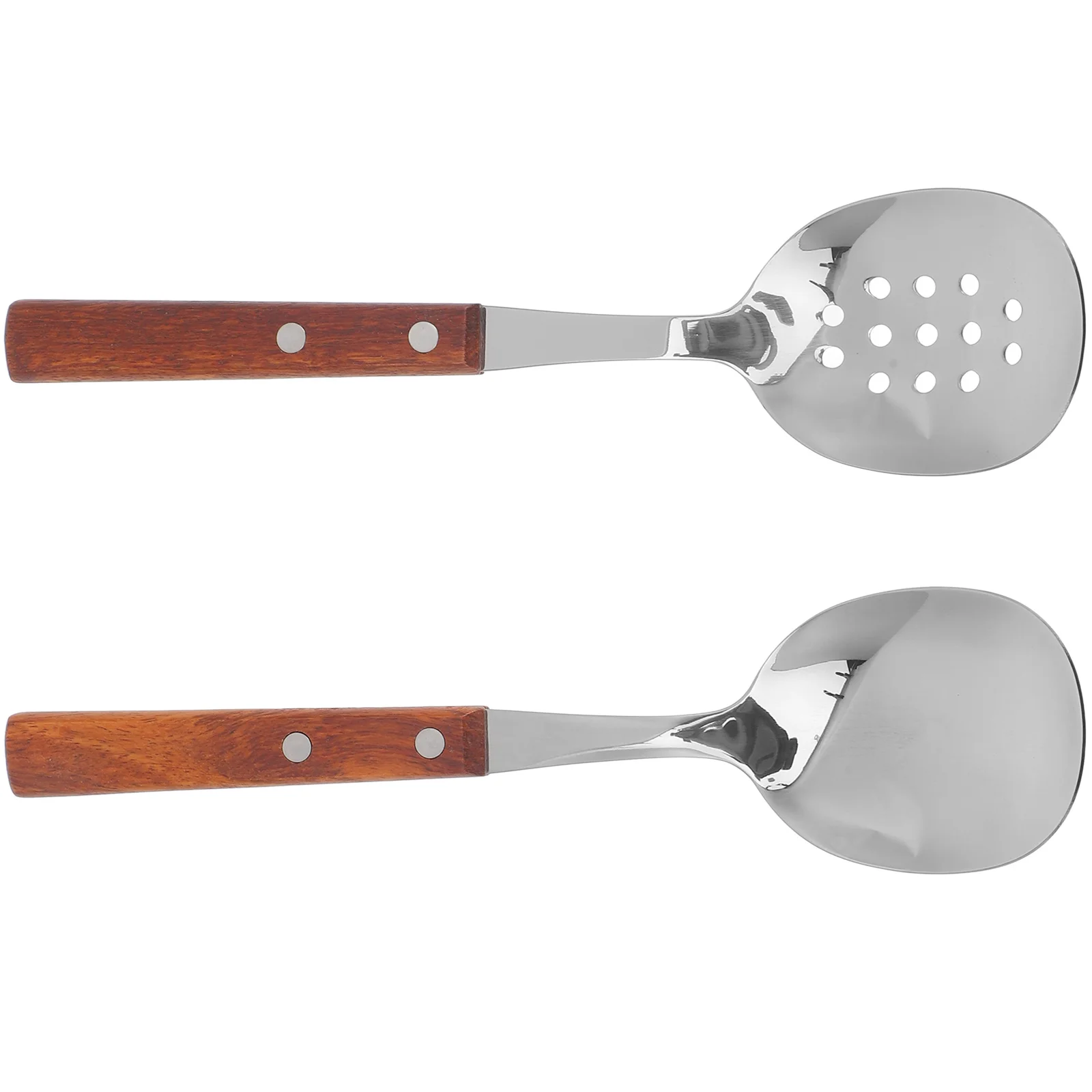 1 set 1 Set Wooden Handle Stainless Steel Slotted Spoon Strainer Kitchen Serving Utensil For Buffet Food Household Dinner Party