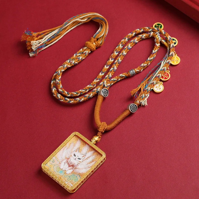 

Золотая тибетская зеленая Тара, девятихвостая лиса, желтая бог богатства, нарисованная вручную коробка Tangka Gawu, ожерелье из прошлых и присутствий жизни