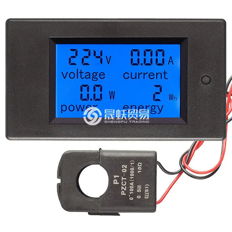 LCD Multi-Function Energy Meter 110V220VAC Current Voltage Power Energy Consumption Power Monitor100A