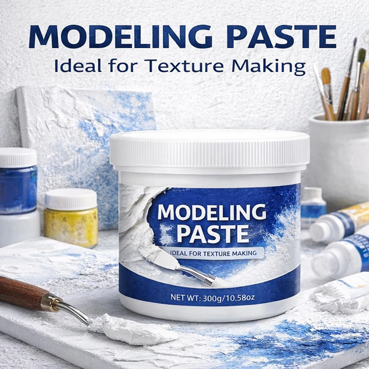 10.58oz Modeling Paste for Sculpting, Stacking & Shaping, Canvas & Wood Panels, DIY Crafts, Crack-Resistant