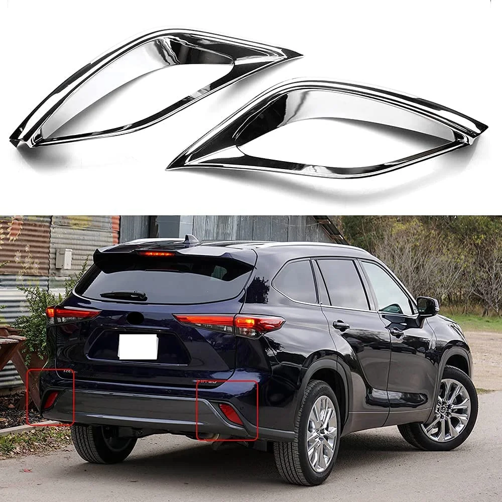 For Toyota Highlander 2020 2021 2022 ABS Chrome Rear Fog Light Lamp Cover Trim Foglight Bezel Decoration Frame