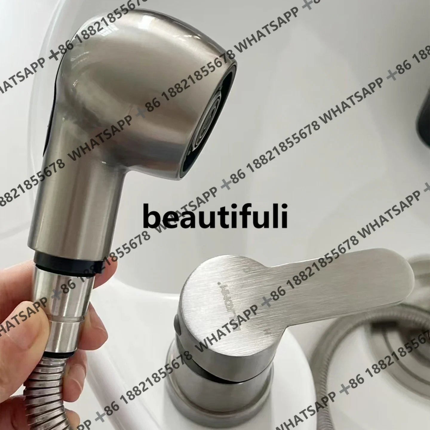 سرير شامبو، محل حلاقة جديد، سرير شامبو نصف مستلق، حوض سيراميك من الفولاذ المقاوم للصدأ، سرير شامبو فلوش