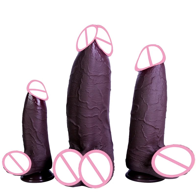 9cm Diam Coffee Penis Realistic Dildos Silicone Cock with Suction Cup Anal Sex Toys for Women Vaginal Massage G-spot Stimulator