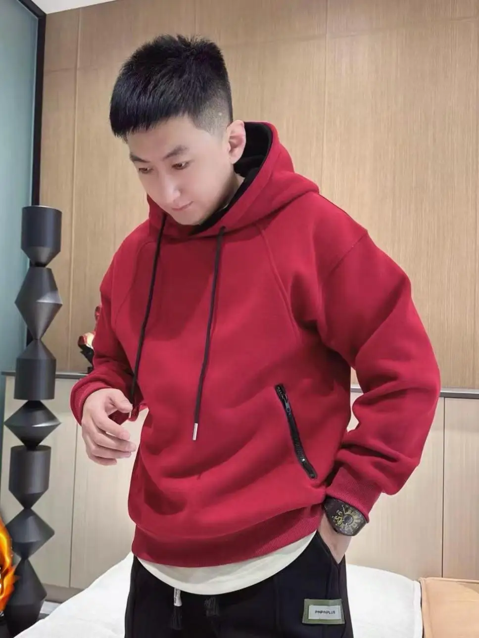 

Мужская толстовка с капюшоном на молнии, на флисовой подкладке, с длинными рукавами, однотонная, повседневная, удобная, в корейском стиле, универсальная, осенне-зимняя