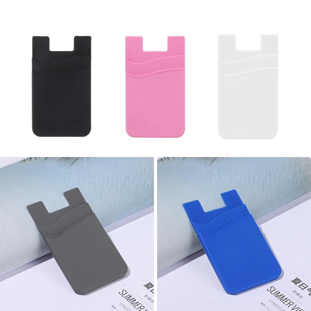 Fashion Cellphone Accessories Silicone Adhesive Pocket Sticker Mobile Phone Wallet Credit ID Card Holder Wallet Case