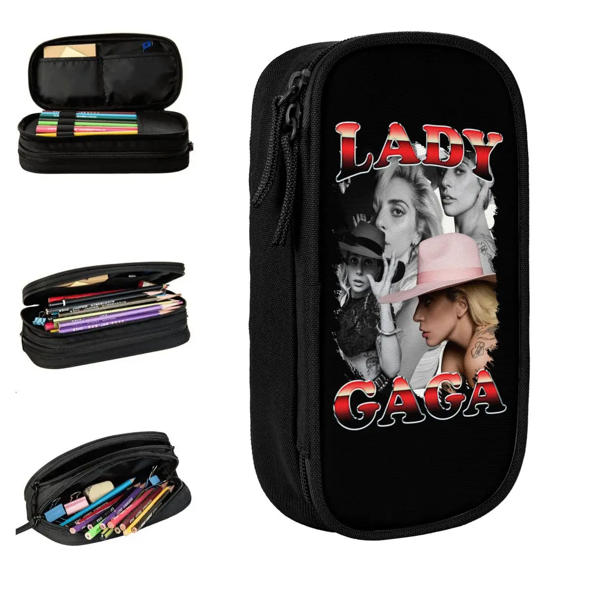

Милый пенал Lady Gaga, пенал, держатель для ручек для девочек и мальчиков, большая вместительная сумка для студентов, школьный подарок, канцелярские принадлежности