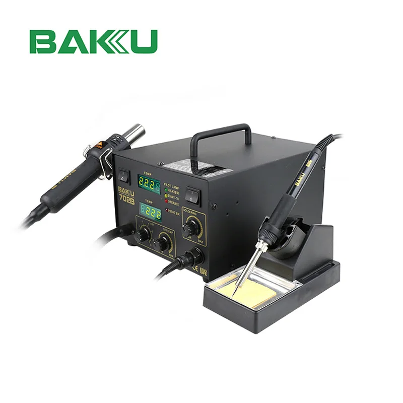 Baku BK-702B 2 in 1 hot air gun electric soldering iron dual digital display anti-static soldering station constant temperature