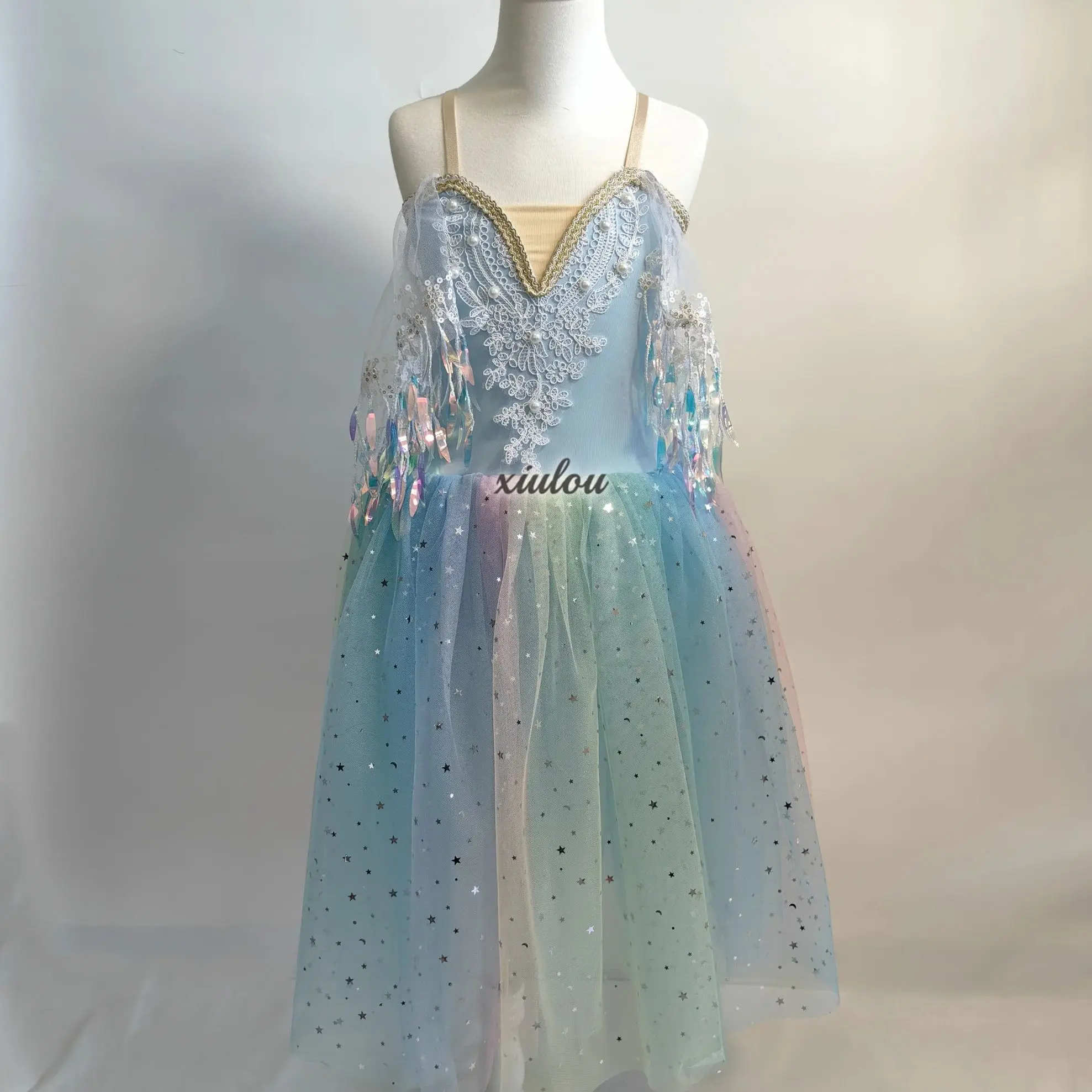 

Girls Ballet Tutu Dress Adult Woman Sky Blue Long Ballet Dresses Girls Princess Ballerina Dance Costume Birthday Party Dress