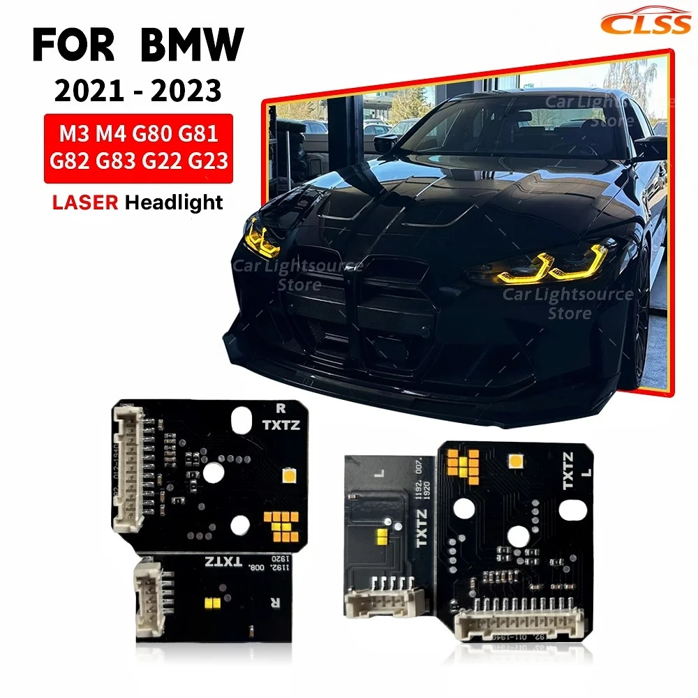 bmw-m3-m4-g80-g82-g22-g23-g26-420i-430i-2021-2023用-イエローdrl-ledボード-レーザーヘッドライト-デイタイムランニングライト-アンバー-ブルー-レッド