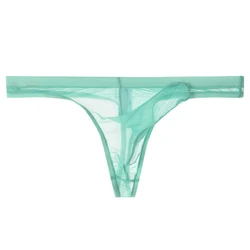 Men Seamless Thong Sexy See Through Mesh Briefs Elephant Nose Underwear Transparent Panties Low Rise Bikini T Back Underpants