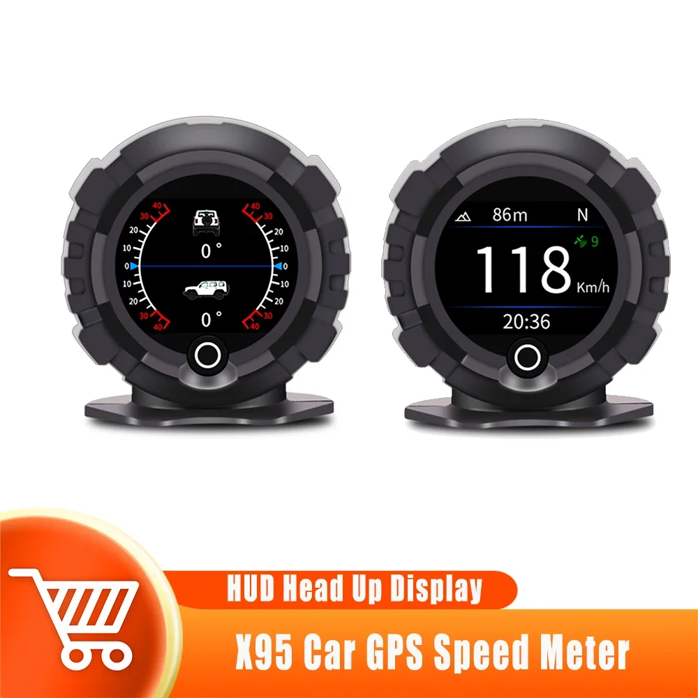 

X95 Head Up Display OBD GPS Speed Inclinometer Slope Gauges Speed Satellite Timing GPS Hud Off-road Vehicle Multifunction Meter