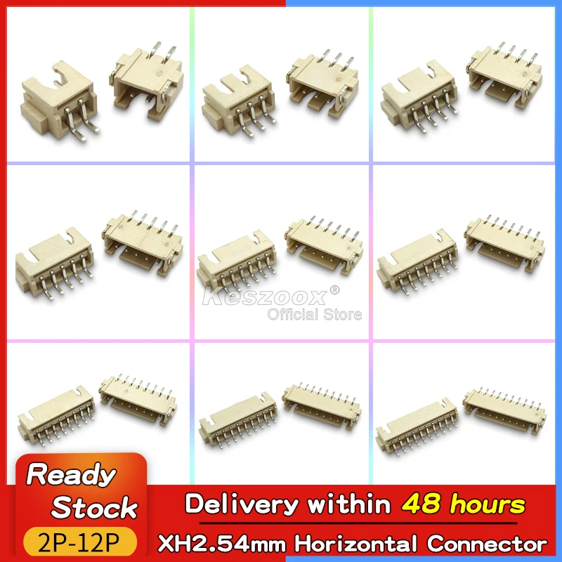 yoeruyo JST 2.5mm XH2.54 Connector SMT Horizontal Socket Plug Header 2/3/4/5/6/7/8/9/10/11/12Pin