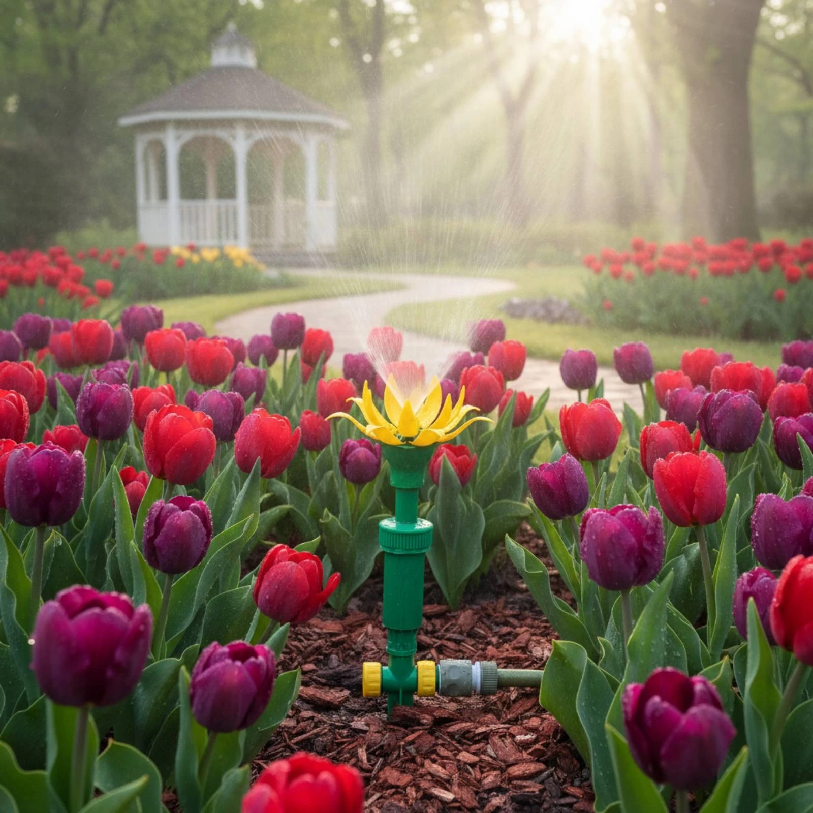 Flower-Shaped Sprinkler Hose Connection Flower Sprinkler Yard Care Stable Spike Base Garden Gear Easy Installation