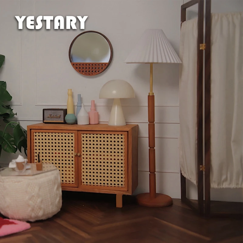 

YESTARY BJD Dolls Furniture Vintage Pleated Floor Lamp For 1/6 Blythe Ob24 Dollhouse Furniture Lighting Toys Miniature Items