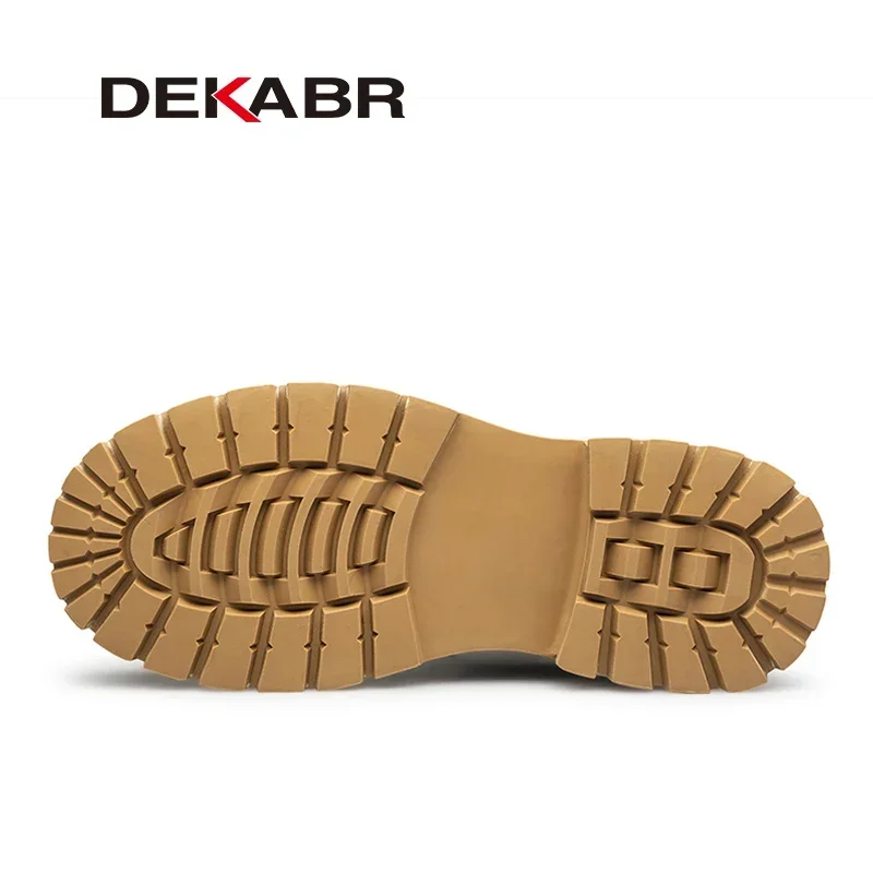 DEKABR Genuine Leather Men\'s Ankle Boots Luxury Comfortable Style Shoes Casual Personalized Handmade Thick Sole Boots Size 38-48