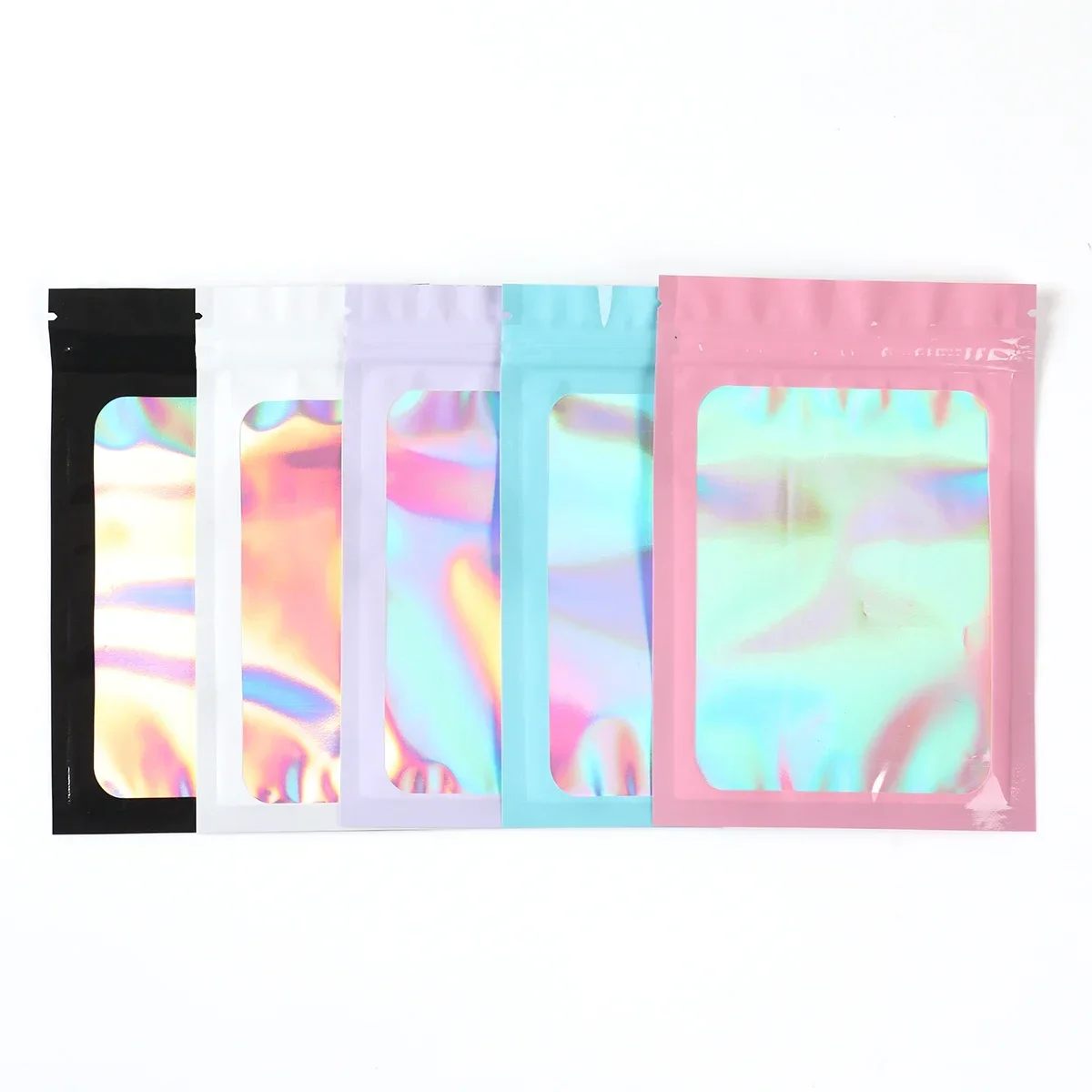 1/5/10Pc Laser Zip Lock Plastic Bag Hologram Resealable Jewelry Gifts Food Packaging Pouches WaterProof Flat Zipper Storage Bags