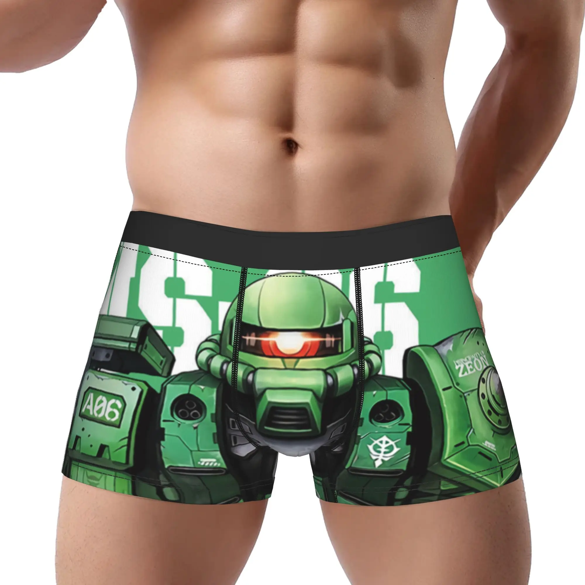 

Green Robot Gundam Underpants Breathbale Panties Men's Underwear Print Shorts Boxer Briefs